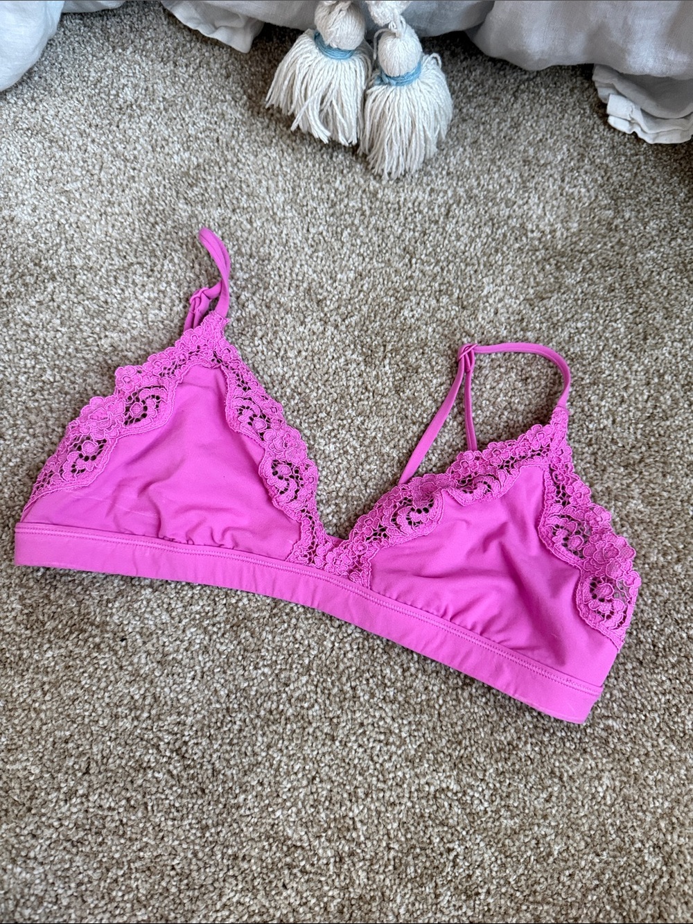 SKIMS Hot Pink Lace Triangle Bralette